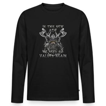 Valhalla heritage gift of a warrior culture - Men's Premium Organic Long Sleeve Shirt - black - Front - Nico (187cm)