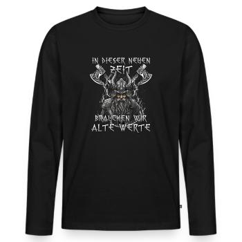Walhalla Erbe Geschenk für Odin-Fans - Männer Premium Bio Langarmshirt - Schwarz - Vorne - Nico (187cm)