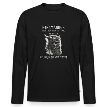 Wikinger Motiv für Heiden und Fans der Nordmänner - Männer Premium Bio Langarmshirt - Schwarz - Vorne - Nico (187cm)