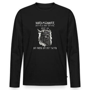 Heiden des Nordens Wikinger T-Shirt Barbaren - Männer Premium Bio Langarmshirt - Schwarz - Vorne - Nico (187cm)