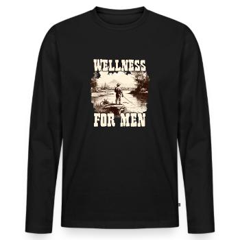 Fishing men t-shirt for fishing trip angler. - Men's Premium Organic Long Sleeve Shirt - black - Front - Nico (187cm)