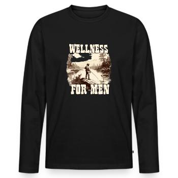 Wellness for Men Angler T-shirt Homme Pêcheur - T-shirt manches longues Premium bio Homme - noir - Devant - Nico (187cm)