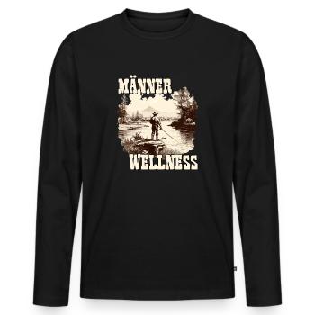 Männer Wellness Angelausflug Angler Geschenk - Männer Premium Bio Langarmshirt - Schwarz - Vorne - Nico (187cm)