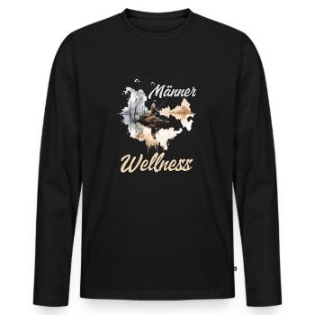 Männer Wellness Angler Geschenk Angler Herren - Männer Premium Bio Langarmshirt - Schwarz - Vorne - Nico (187cm)