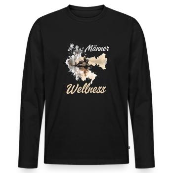 Männer Wellness Angler Shirt Fischen Sportangler - Männer Premium Bio Langarmshirt - Schwarz - Vorne - Nico (187cm)