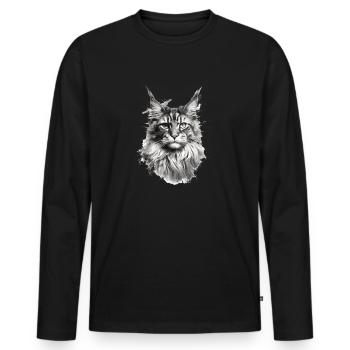 Maine Coon chat chat amant de chat cadeau Coony - T-shirt manches longues Premium bio Homme - noir - Devant - Nico (187cm)