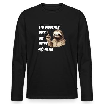Faultier Sport T-shirt für Dicke und Faulpelze - Männer Premium Bio Langarmshirt - Schwarz - Vorne - Nico (187cm)