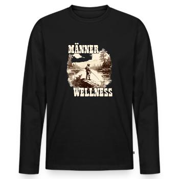 Angler Herren Shirt für Sportfischer Hobby Angler - Männer Premium Bio Langarmshirt - Schwarz - Vorne - Nico (187cm)