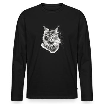 Maine coon Katzenbesitzer Geschenk Katzenhalter - Männer Premium Bio Langarmshirt - Schwarz - Vorne - Nico (187cm)