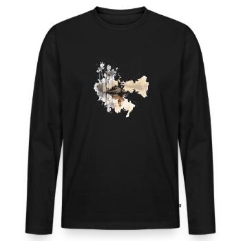 Aquarelle Pêcheurs Pêcheurs sportifs Pêcheurs à la mouche - T-shirt manches longues Premium bio Homme - noir - Devant - Nico (187cm)
