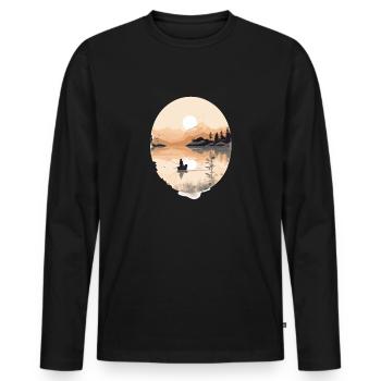 Fly fisherman angler sport fisherman men shirt - Men's Premium Organic Long Sleeve Shirt - black - Front - Nico (187cm)