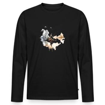 Vintage Angler Motiv Retro Hobby Fischer Angel - Männer Premium Bio Langarmshirt - Schwarz - Vorne - Nico (187cm)