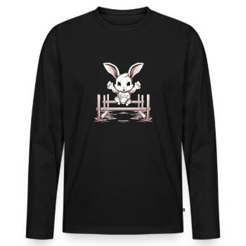 Kaninhop Adventure: Agility for your rabbit - Men's Premium Organic Long Sleeve Shirt - black - Front - Nico (187cm)