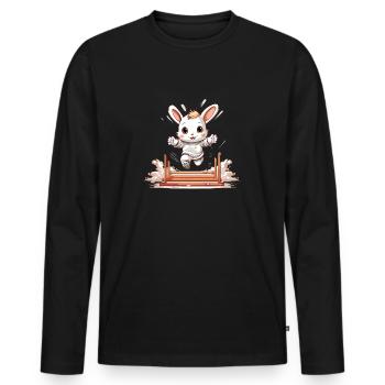 Kaninhop Mouvement amusant pour votre lapin Kaninhop - T-shirt manches longues Premium bio Homme - noir - Devant - Nico (187cm)
