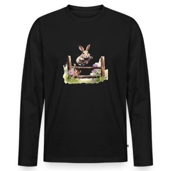 Kaninhop Discover the world of rabbit sports - Men's Premium Organic Long Sleeve Shirt - black - Front - Nico (187cm)