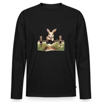 Entraînement et plaisir Kaninhop pour Bunny Kaninhop - T-shirt manches longues Premium bio Homme - noir - Devant - Nico (187cm)