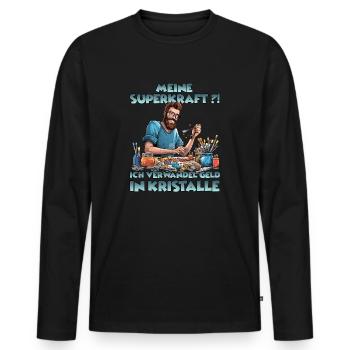 Sparkling Creations Kristallzüchter Geschenk - Männer Premium Bio Langarmshirt - Schwarz - Vorne - Nico (187cm)