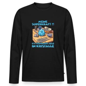 Sparkling Creations Kristallzüchter Geschenk - Männer Premium Bio Langarmshirt - Schwarz - Vorne - Nico (187cm)