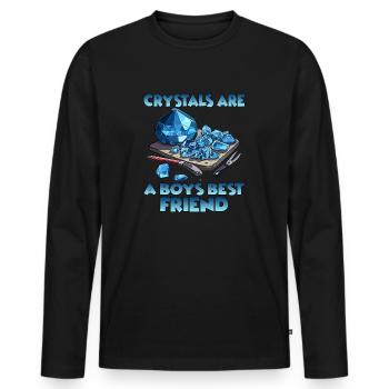 GemStoneCrafts Cadeaux de cristaux enchantés - T-shirt manches longues Premium bio Homme - noir - Devant - Nico (187cm)