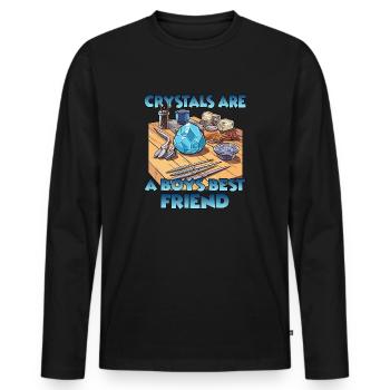 CrystalArtisans Cadeau de culture de cristal - T-shirt manches longues Premium bio Homme - noir - Devant - Nico (187cm)