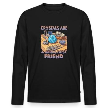 GemStoneCrafts Cadeau de cristaux enchantés - T-shirt manches longues Premium bio Homme - noir - Devant - Nico (187cm)