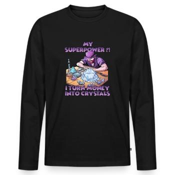 Spaßige Kristallmanufaktur Kristalle Züchten - Männer Premium Bio Langarmshirt - Schwarz - Vorne - Nico (187cm)