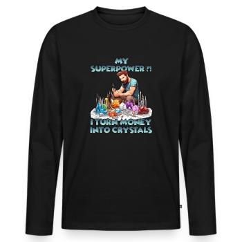 Cadeau Sparkling Creations cultivateur de cristal - T-shirt manches longues Premium bio Homme - noir - Devant - Nico (187cm)