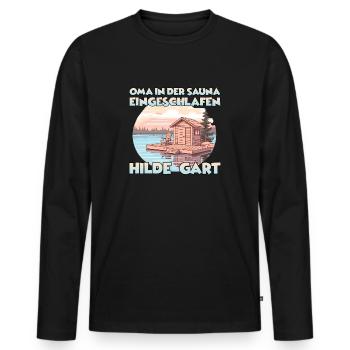 Lustiges Saunen Frauen T Wellness Spa Thermen - Männer Premium Bio Langarmshirt - Schwarz - Vorne - Nico (187cm)