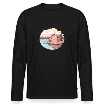 Sauna outfit for wellness lovers funny sauna - Men's Premium Organic Long Sleeve Shirt - black - Front - Nico (187cm)