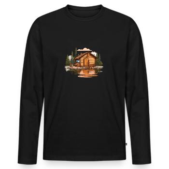 Sauna T sauna finlandais bien-être pour les - T-shirt manches longues Premium bio Homme - noir - Devant - Nico (187cm)
