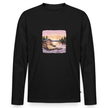 Sauna outfit for sauna fans and wellness enthusiasts - Men's Premium Organic Long Sleeve Shirt - black - Front - Nico (187cm)