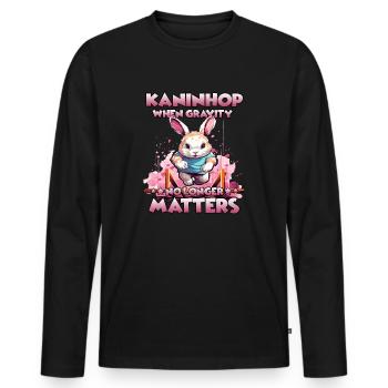 BunnyHop Rabbit in Action with Kaninhop - Men's Premium Organic Long Sleeve Shirt - black - Front - Nico (187cm)