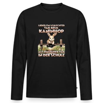 Training mal anders: Kaninhop für Zwergkaninchen - Männer Premium Bio Langarmshirt - Schwarz - Vorne - Nico (187cm)