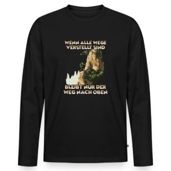 Erobre die Gipfel: Toprope Klettern Bergsport Fans - Männer Premium Bio Langarmshirt - Schwarz - Vorne - Nico (187cm)