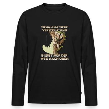 Bergabenteuer Toprope Klettern für Bergsteiger - Männer Premium Bio Langarmshirt - Schwarz - Vorne - Nico (187cm)