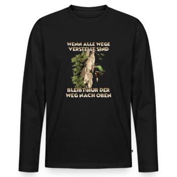 Toprope Klettern Bergsport für Toprope Kletterer - Männer Premium Bio Langarmshirt - Schwarz - Vorne - Nico (187cm)