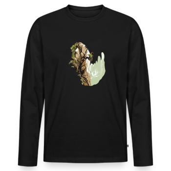 L’art de l’escalade en moulinette - T-shirt manches longues Premium bio Homme - noir - Devant - Nico (187cm)