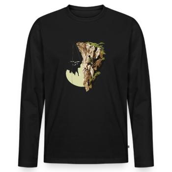 Aventure en montagne : l’escalade en moulinette pour les amoureux de la nature - T-shirt manches longues Premium bio Homme - noir - Devant - Nico (187cm)