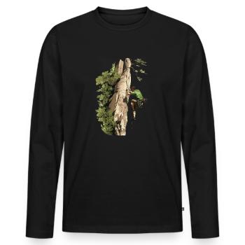 Toprope climbing nature experience for climbers - Men's Premium Organic Long Sleeve Shirt - black - Front - Nico (187cm)