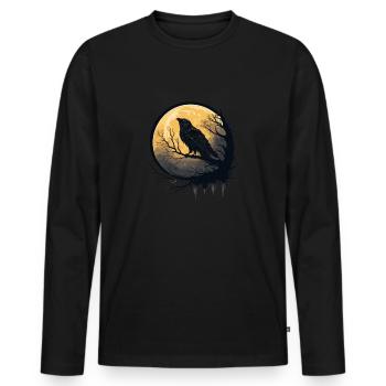 Odins Raben Hugin Wikinger Shirt Schwarzer Rabe - Männer Premium Bio Langarmshirt - Schwarz - Vorne - Nico (187cm)