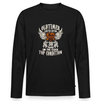 38 Jahre alter - Männer Premium Bio Langarmshirt - Schwarz - Vorne - Nico (187cm)