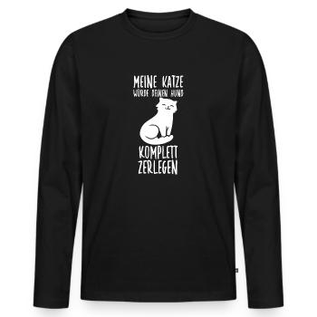 Passiv aggressives Shirt für Katzenhalter Katzen - Männer Premium Bio Langarmshirt - Schwarz - Vorne - Nico (187cm)