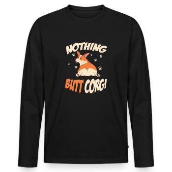 Jeu de mots drôle de Corgie pour les chiens des fans de Corgi - T-shirt manches longues Premium bio Homme - noir - Devant - Nico (187cm)