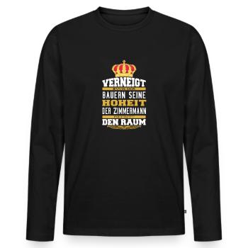 Witziges Zimmermann T-shirt Geschenk Zimmermann - Männer Premium Bio Langarmshirt - Schwarz - Vorne - Nico (187cm)