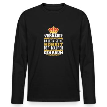 Witziges Maurer T-shirt Geschenk Hobby Handwerker - Männer Premium Bio Langarmshirt - Schwarz - Vorne - Nico (187cm)
