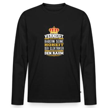 Witziges Elektriker T-shirt Geschenk Elektriker - Männer Premium Bio Langarmshirt - Schwarz - Vorne - Nico (187cm)