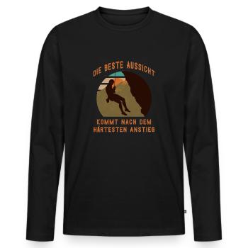 Bergsteiger Toprope Klettern Outdoor Wandern - Männer Premium Bio Langarmshirt - Schwarz - Vorne - Nico (187cm)