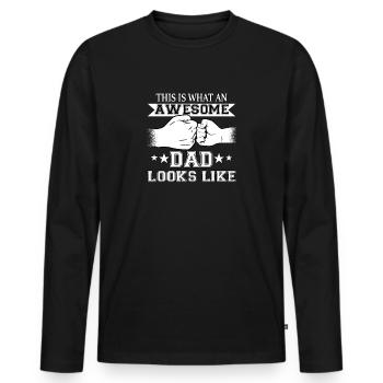 Funny father day dad motif for family fathers - Men's Premium Organic Long Sleeve Shirt - black - Front - Nico (187cm)
