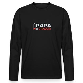 père de 2 fils père fils partenairelook papa - T-shirt manches longues Premium bio Homme - noir - Devant - Nico (187cm)