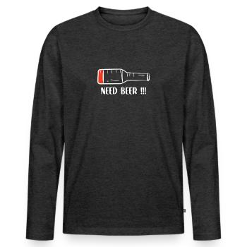 Cooles Party-Gadget für Biertrinker ein Bierspruch - Männer Premium Bio Langarmshirt - Anthrazit meliert - Vorne - Nico (187cm)